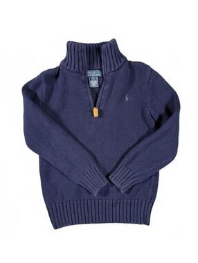 Polo Ralph Lauren Kids Sweater Size 6 Navy Quarter Zip Pullover Cotton Blend